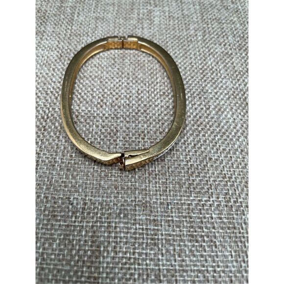 Vintage Swan Swarovski Crystal Rhinestone Hinged Bangle Bracelet Signed READ - Picture 4 of 9